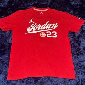 Jordan Red Short-Sleeve Script '23 Graphic Tee